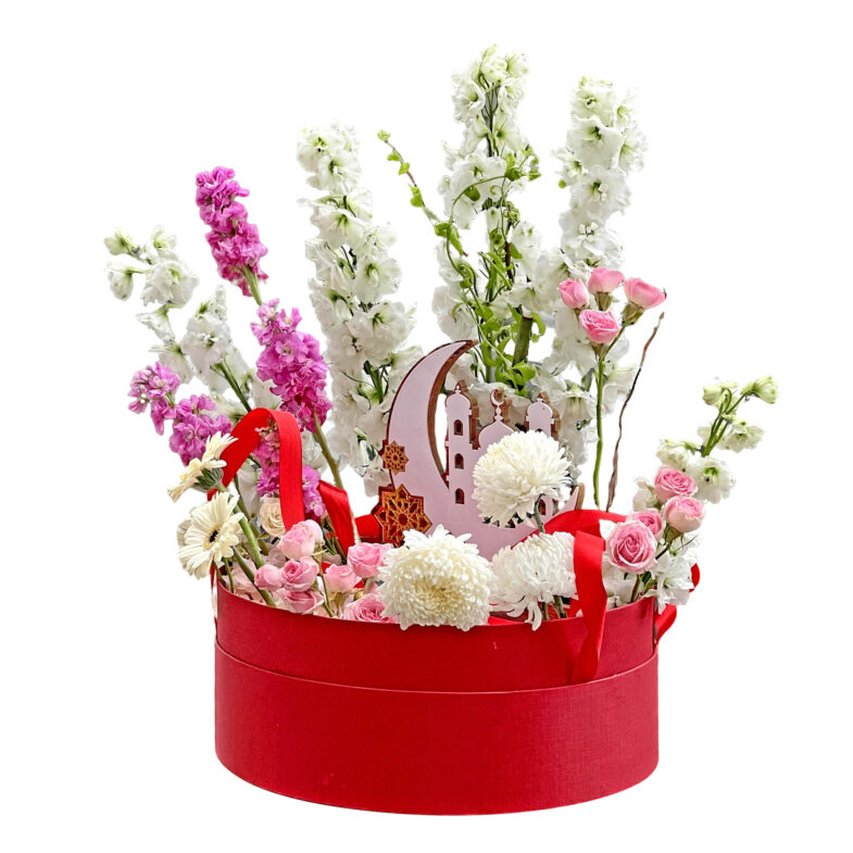 round box of flowers