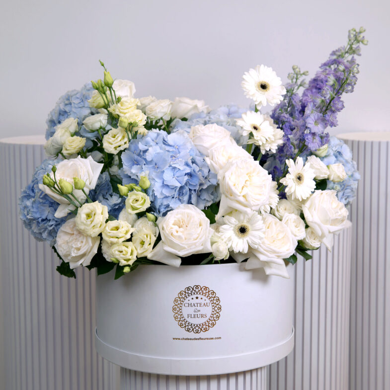 blue-and-white -hydrangeas-box